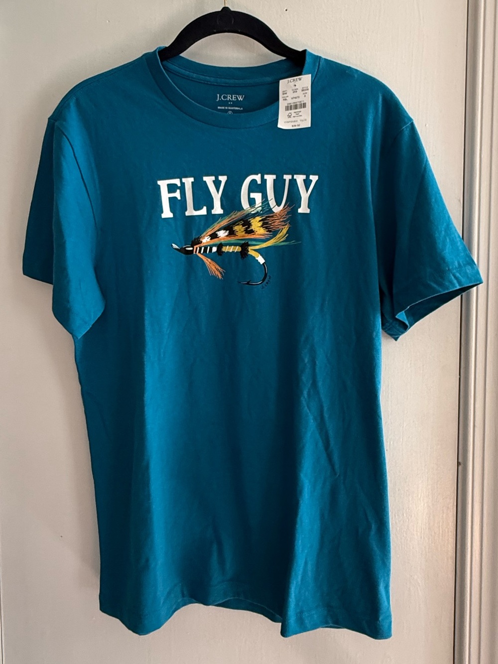 J. Crew NWT Teal 'Fly Guy' Fishing Short Sleeve Graphic Tee Size Men’s S